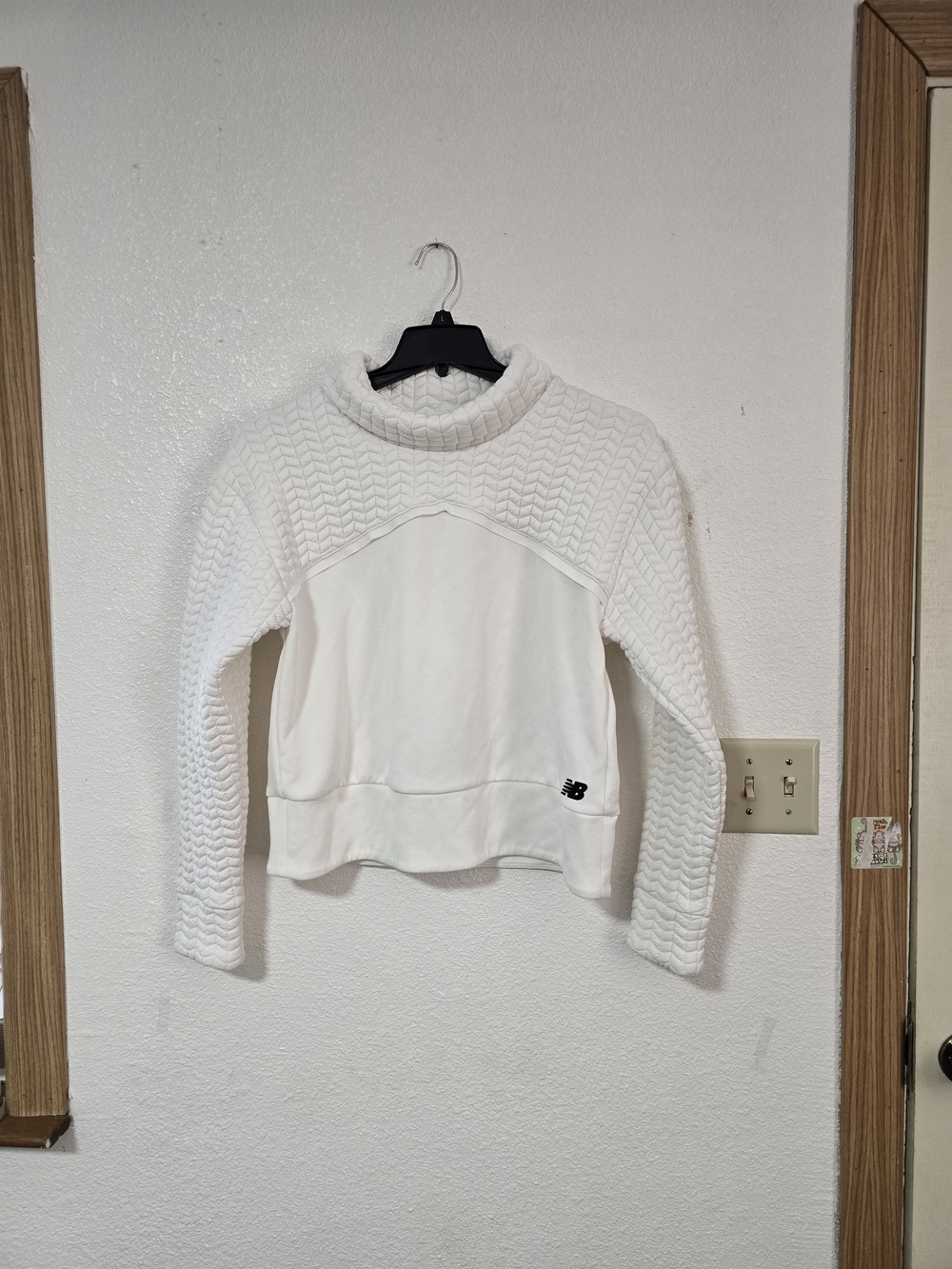 New Balance Cream Textured Funnel Neck Sweatshirt